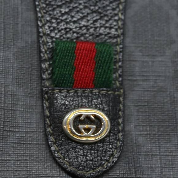 GUCCI GG Supreme Web Sherry Line Clutch Bag Black Gold 156 01 031 Auth bs16653 - Picture 12 of 16